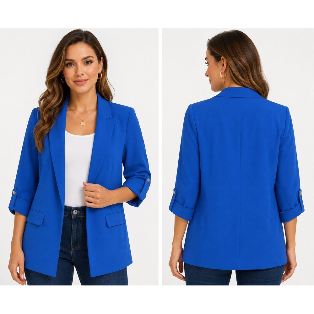 T Tahari Cobalt  Blue Oversized Blazer Sz M Office Career Business